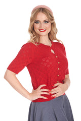 HEART BLOOMS CARDIGAN Red