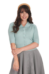 APRIL SHORT SLEEVE CARDIGAN Aqua
