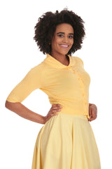 APRIL SHORT SLEEVE CARDIGAN Lemon