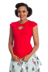 BE FREE JERSEY TOP Red