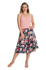 Banned Retro Cherry Jane Rockabilly Pencil Skirt Navy
