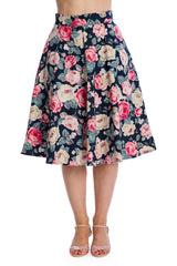 Banned Retro Cherry Jane Rockabilly Pencil Skirt Navy