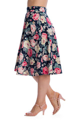 Banned Retro Cherry Jane Rockabilly Pencil Skirt Navy