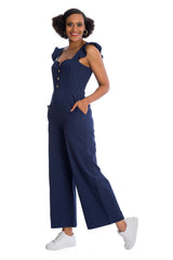 Banned Retro New Style Cute Culotte Navy Playsuit