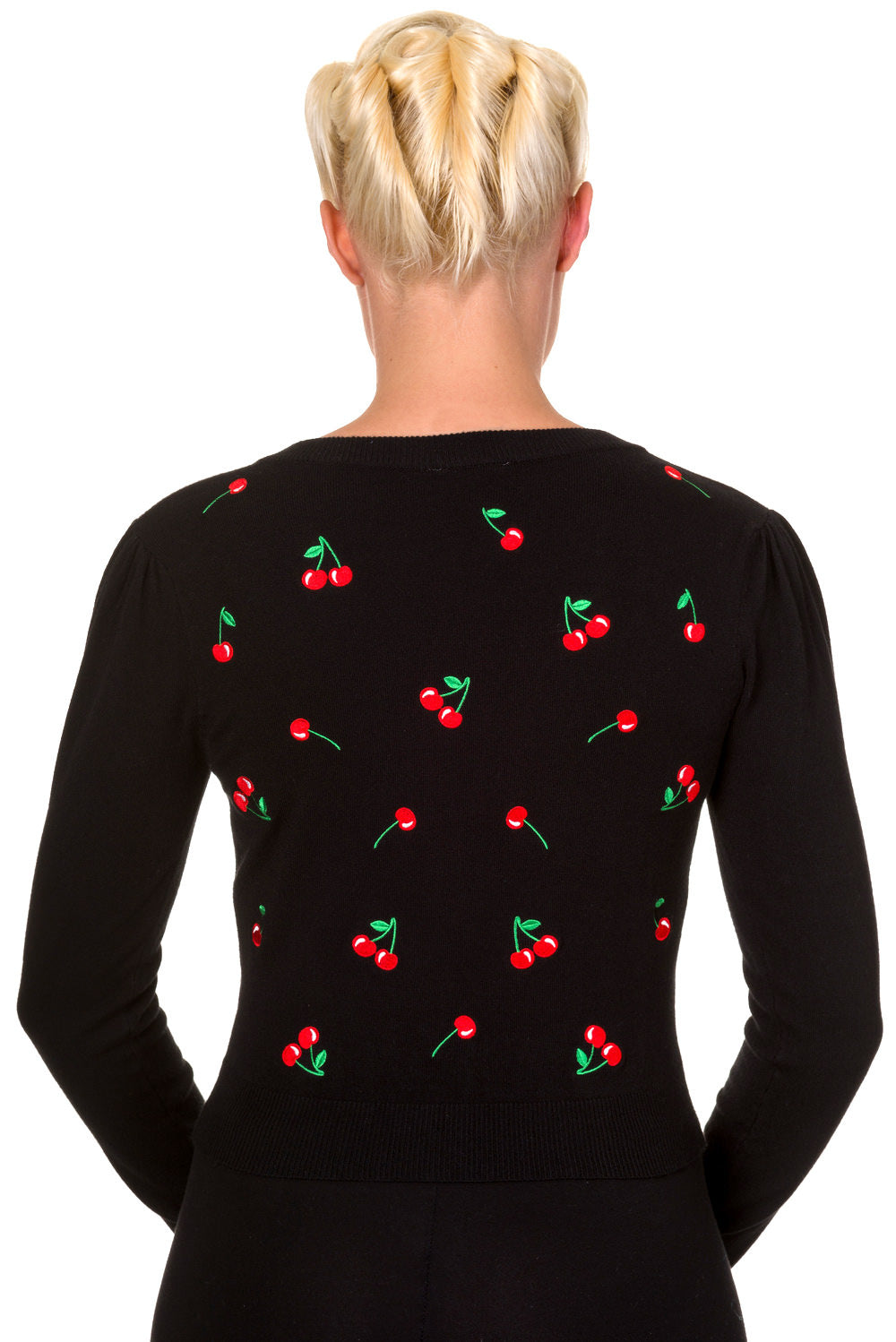 Banned Retro 1950's Drive Me Crazy Cherry Rockabilly Gina Vintage Cardigan Black