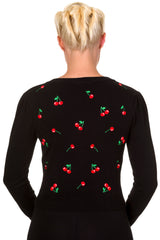Banned Retro 1950's Drive Me Crazy Cherry Rockabilly Gina Vintage Cardigan Black