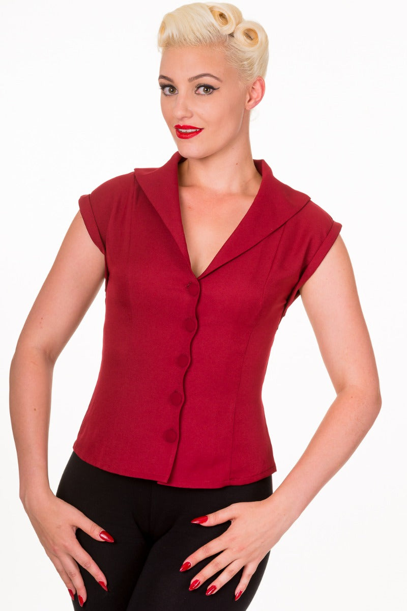 Banned Retro 1950's Dream Master Rita Shirt Bordeaux