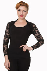 Banned Retro 1950's Lace Rose Heather Bolero Black