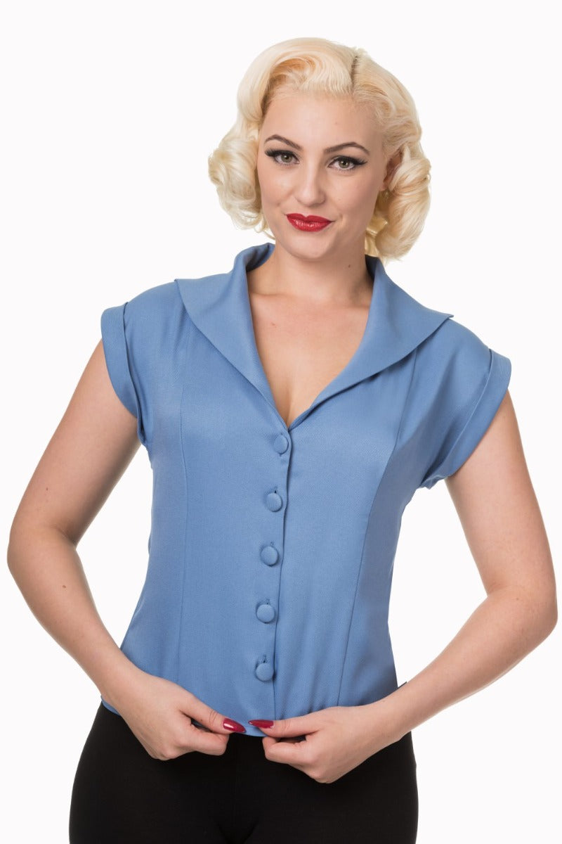 Banned Retro 1950's Dream Master Rita Shirt Blue