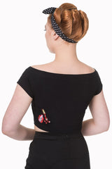 Banned Retro 70's New Romantics Rockabilly Crop Top Black