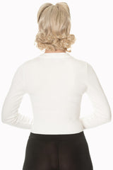 Banned Retro 1950's Let's Go Dancing V-Neck Long Sleeve Cardigan Off White