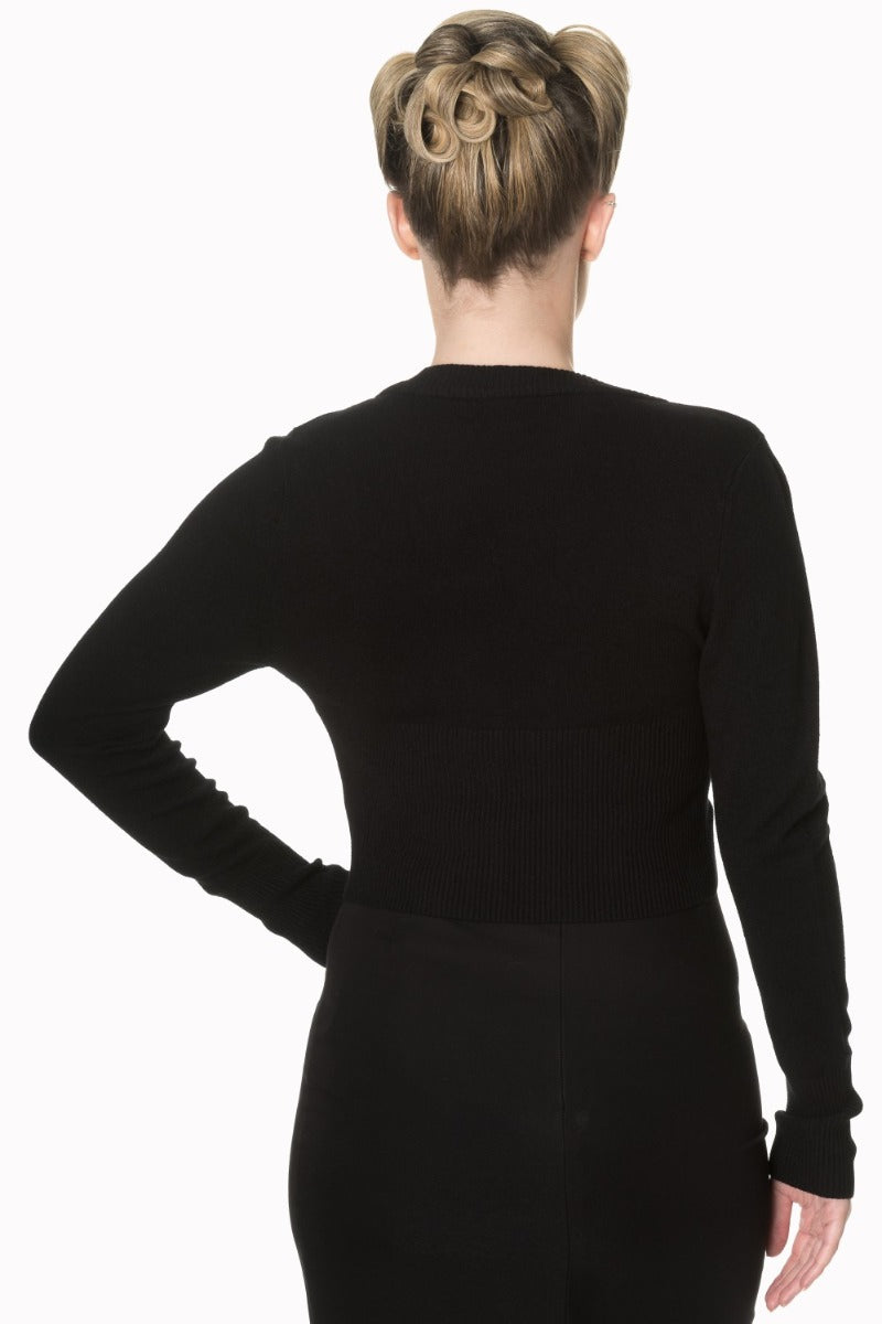 Banned Retro 1950's Let's Go Dancing V-Neck Long Sleeve Cardigan Black