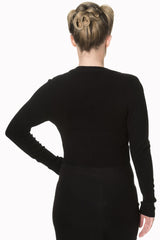 Banned Retro 1950's Let's Go Dancing V-Neck Long Sleeve Cardigan Black