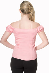 Banned Retro Winnie Off Shoulder Vintage Top Pink