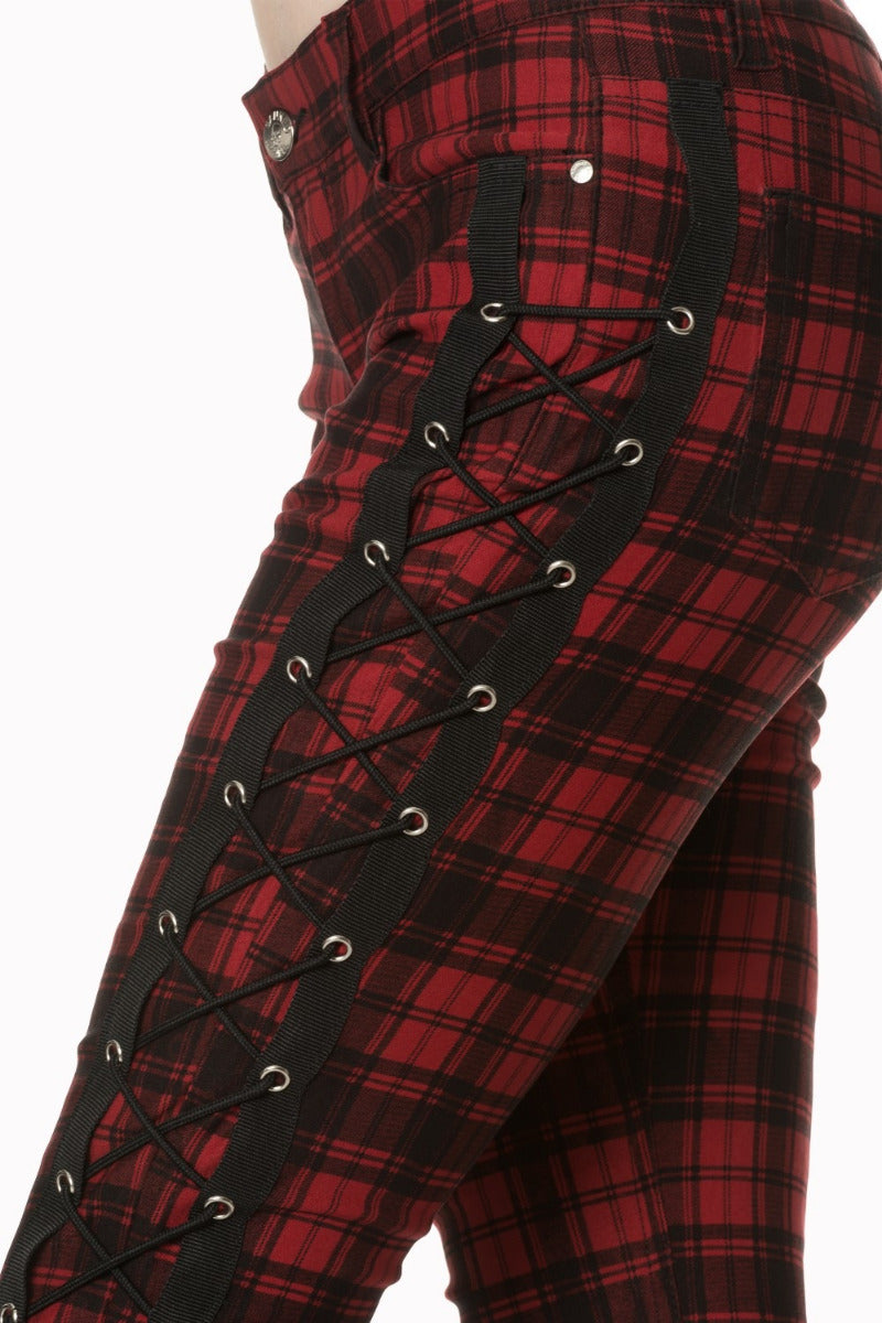 ESCAPING DARKNESS TARTAN SKINNY TROUSER