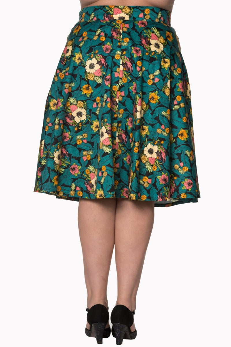 TROPICAL HOLIDAY FLORAL FLARE SKIRT
