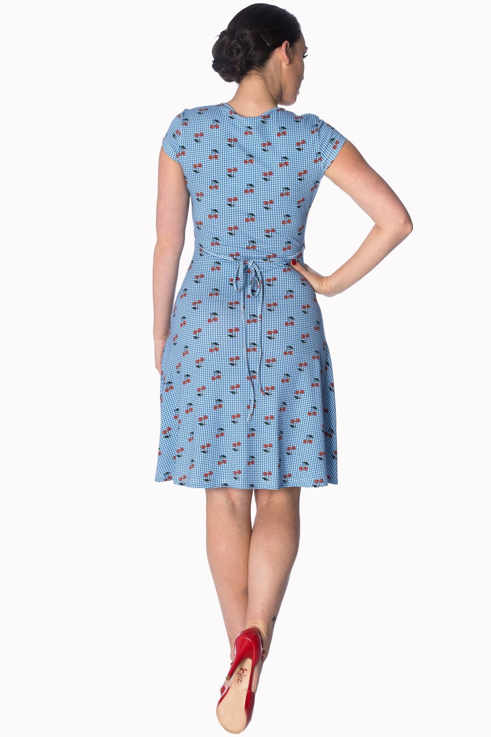 CHERRY LOVE CAP SLEEVE DRESS