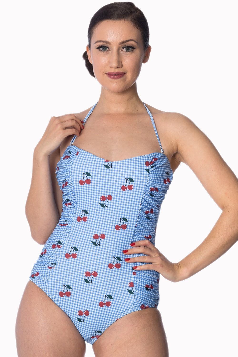 CHERRY LOVE HALTERNECK SWIMSUIT