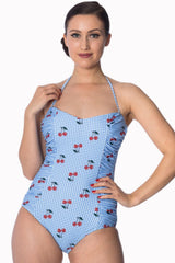 CHERRY LOVE HALTERNECK SWIMSUIT