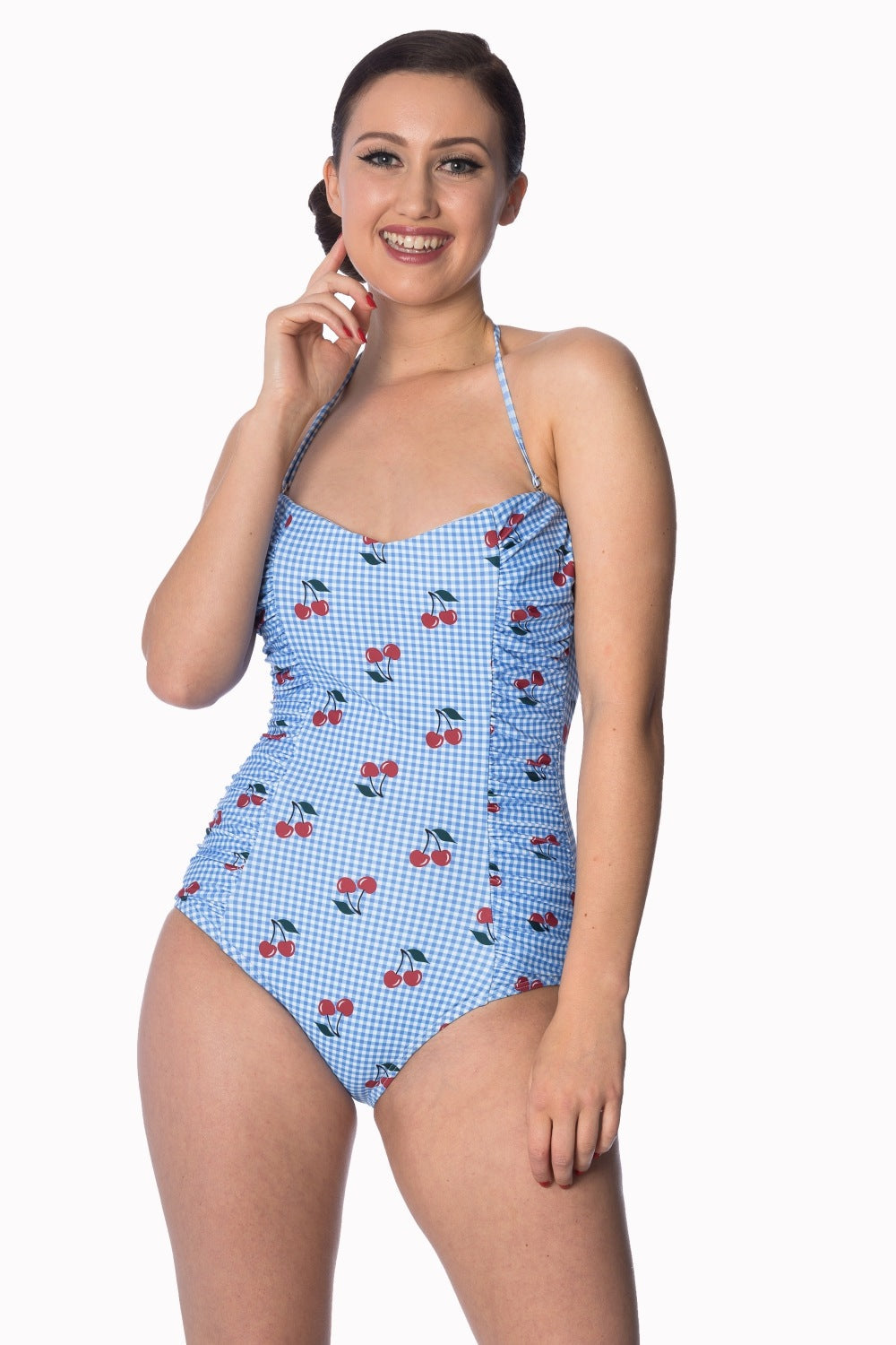 CHERRY LOVE HALTERNECK SWIMSUIT