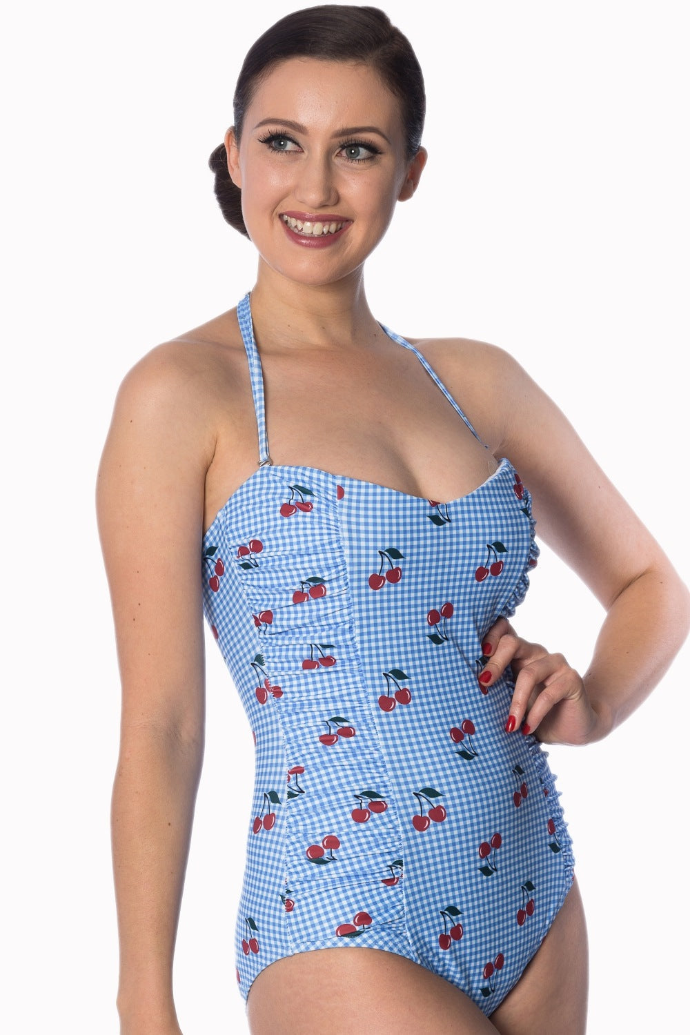 CHERRY LOVE HALTERNECK SWIMSUIT