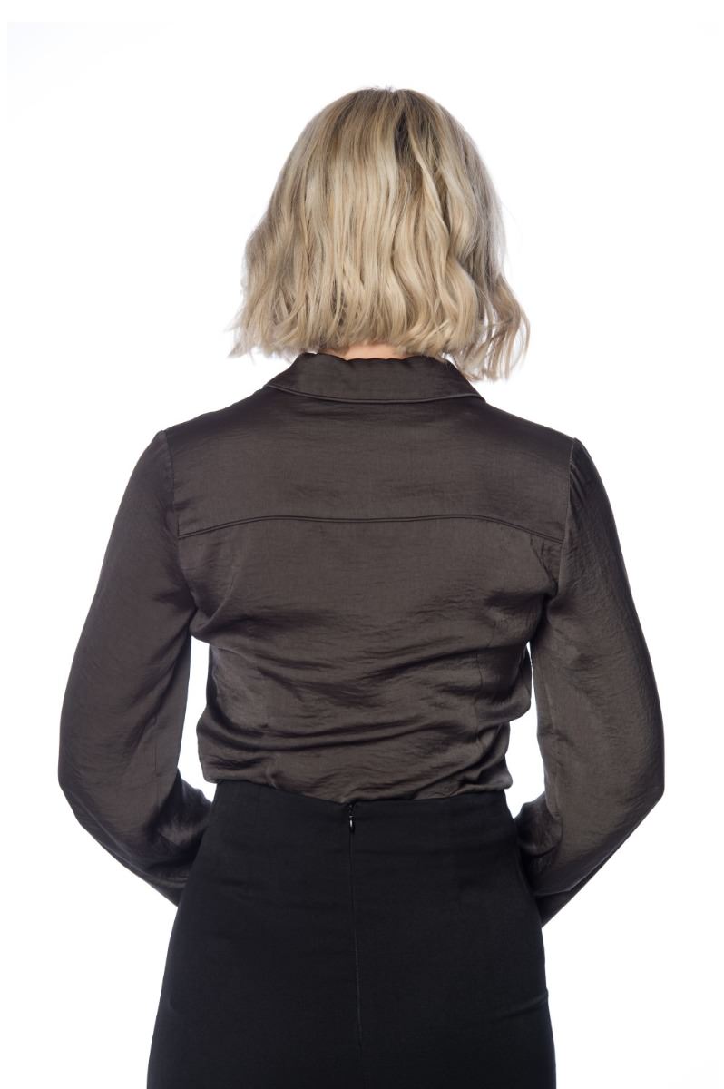 Banned Retro 1950's Toni Vintage Satin Look Blouse Grey