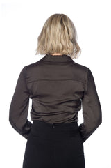 Banned Retro 1950's Toni Vintage Satin Look Blouse Grey