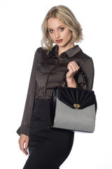 Banned Retro 1950's Toni Vintage Satin Look Blouse Grey