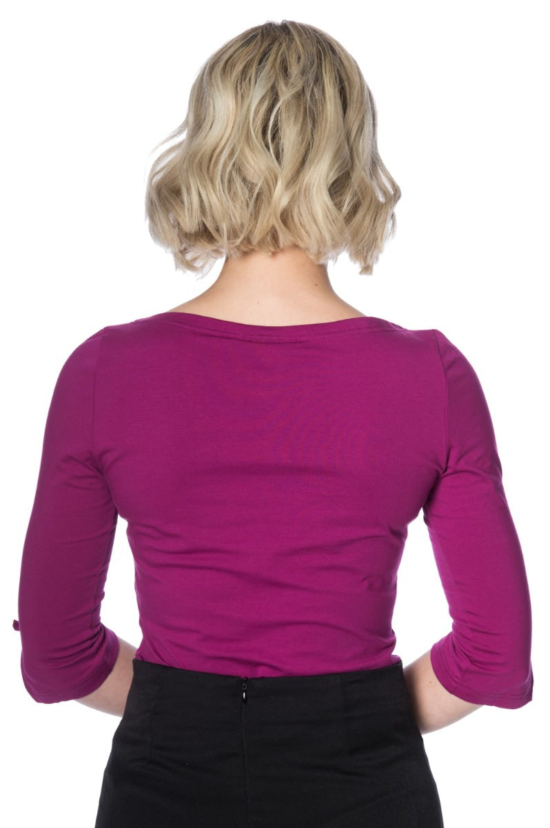 Banned Retro 1950's Oonagh Basic Boat Neck Vintage Dorothy Top