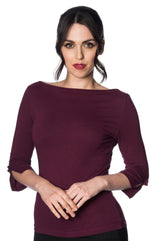 Banned Retro 1950's Oonagh Basic Boat Neck Vintage Dorothy Top
