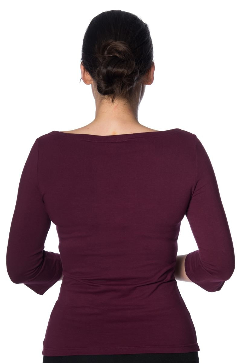 Banned Retro 1950's Oonagh Basic Boat Neck Vintage Dorothy Top