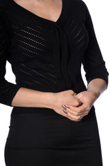 Banned Retro Charlie Chevron Perforated Vintage Knit Top Black