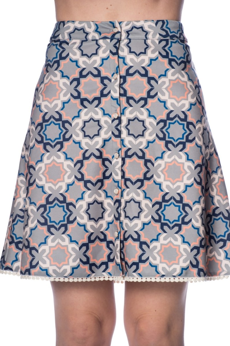 70's TILE BUTTON UP SKIRT