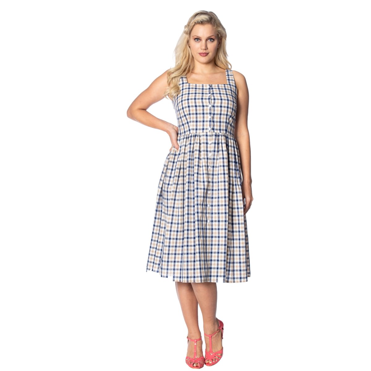 LET'S VACAY CHECK DRESS