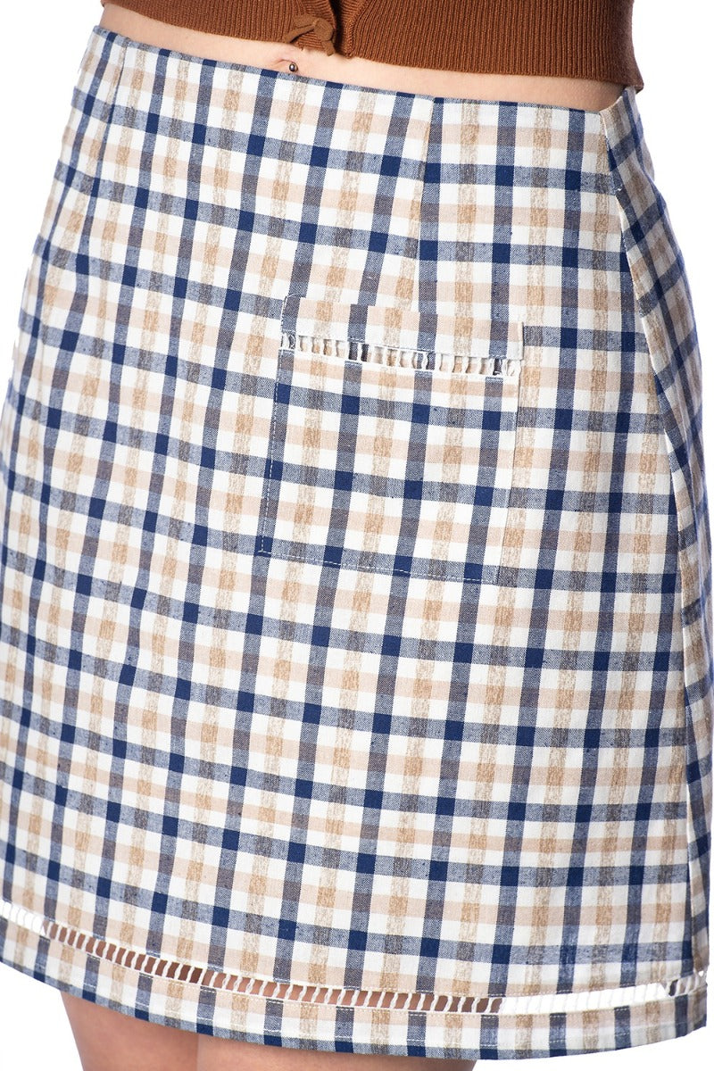 LET'S VACAY MINI CHECK SKIRT