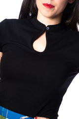 MANDARIN COLLAR TOP Black