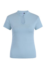 MANDARIN COLLAR TOP Blue