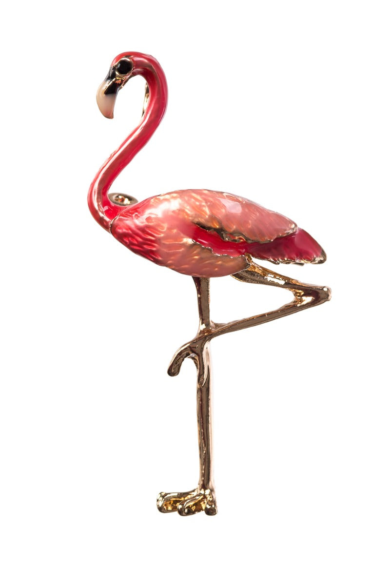 PINK TEARDROP FLAMINGO BROOCH PIN
