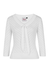 Banned Retro Charlie Chevron Perforated Vintage Knit Top Off White