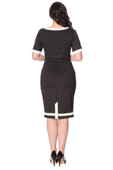 POWER WOMAN PENCIL PINSTRIPE DRESS