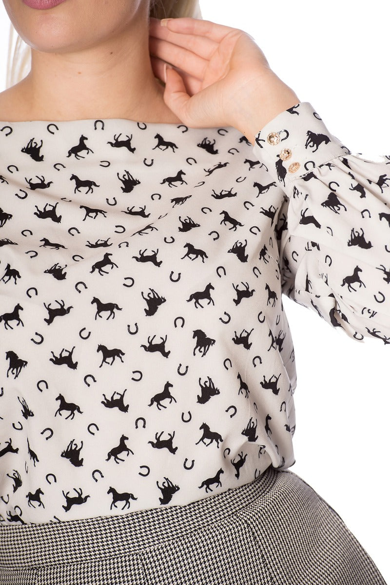 Banned Retro Wild Horses Boat Neck Vintage Top