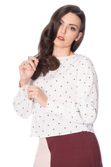 Banned Retro Vintage Dotty Polka Dot Top White