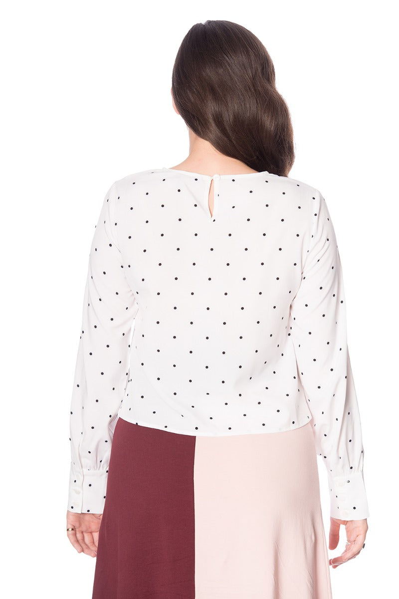 Banned Retro Vintage Dotty Polka Dot Top White