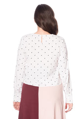 Banned Retro Vintage Dotty Polka Dot Top White
