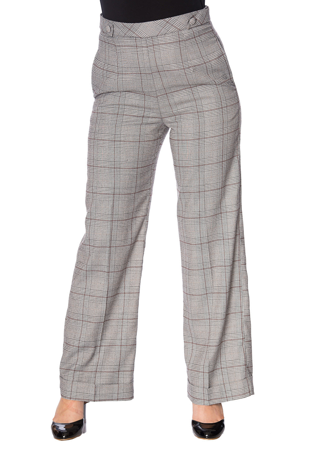 THE CLASSY 40s CHECK FLARE TROUSER