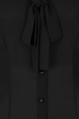Banned Retro 1950's Perfect Pussy Bow Vintage Bell Sleeve Blouse Black
