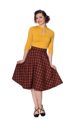 Banned Retro 1930's Emily Peek A Boo Mandarin Collar Keyhole Vintage Top Mustard