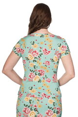 Banned Retro Oriental Bloom Floral Vintage T-Shirt Mint
