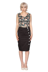 Banned Retro Flamingo Honnie Crop Tank Top Black