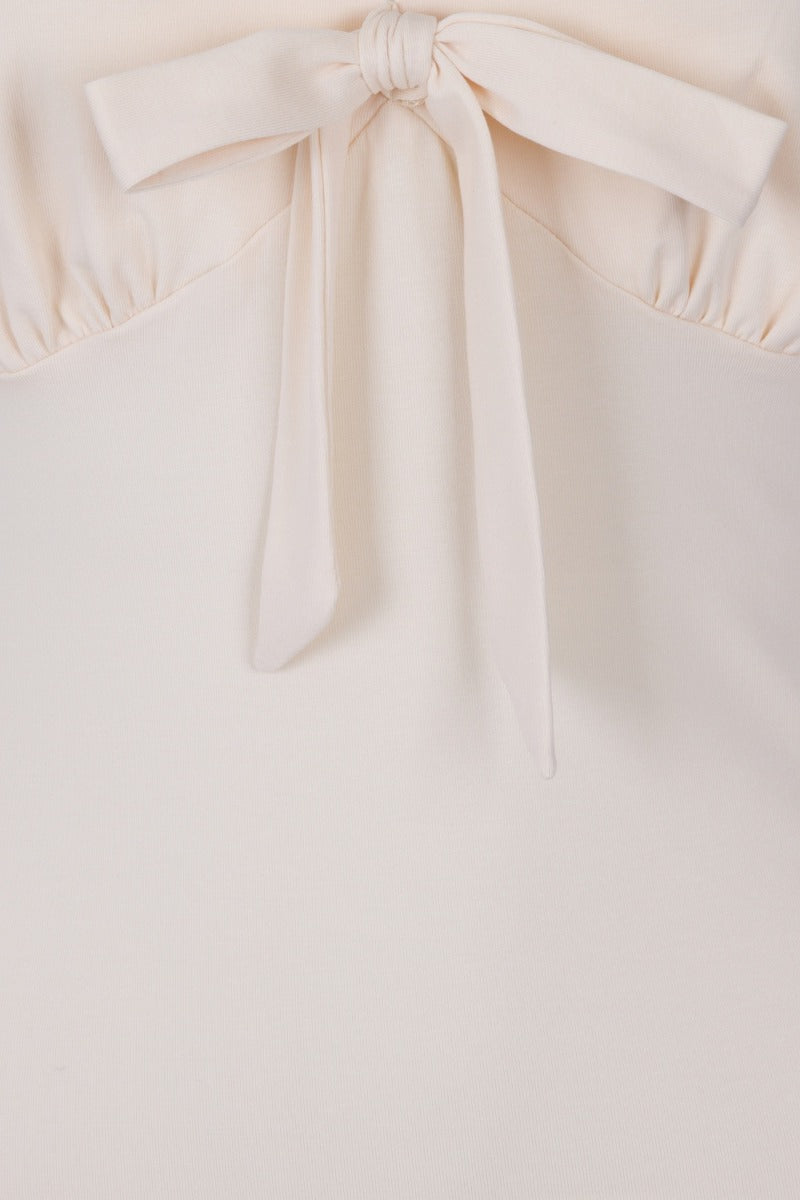 Banned Retro 1950's Bow Wow V-Neck Vintage Top Cream